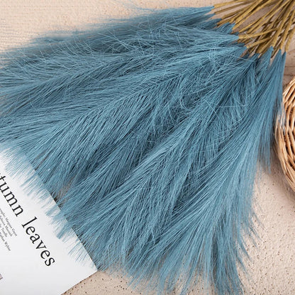 Plush Pampas Artificial Flowers Beige - Decorative Indoor Home Decor Silk Grass