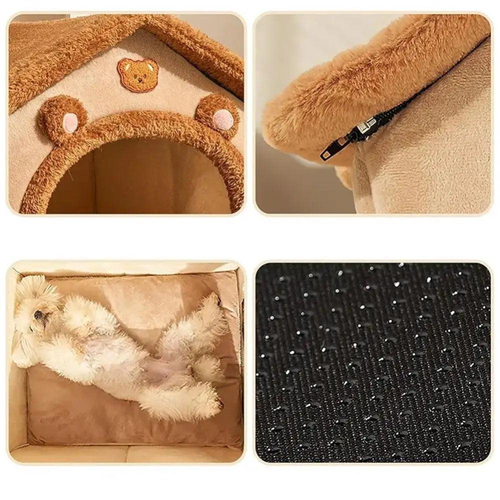 Plush Pet House Indoor Cat and Small Dog Bed