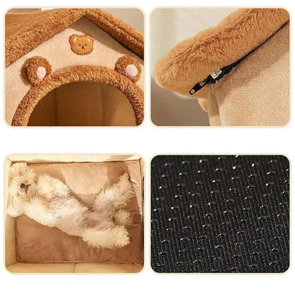 Plush Pet House Indoor Cat and Small Dog Bed