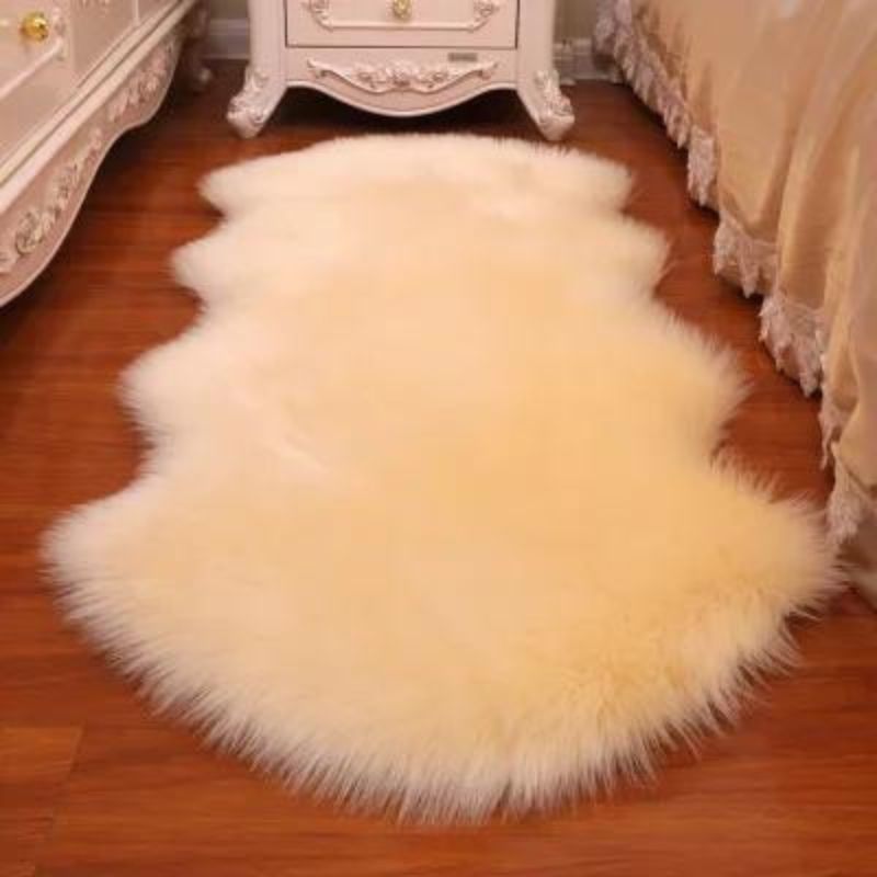 Plush Sheepskin Area Rug Soft Faux Fur Bedroom Carpet
