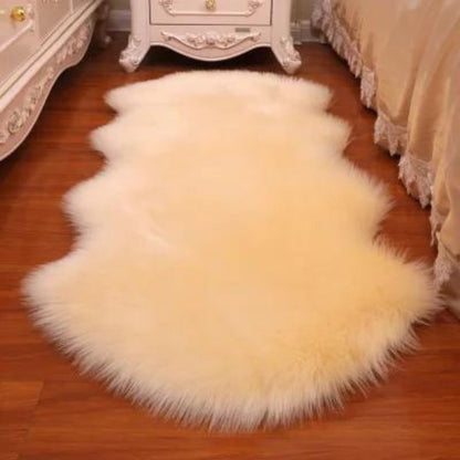 Plush Sheepskin Area Rug Soft Faux Fur Bedroom Carpet