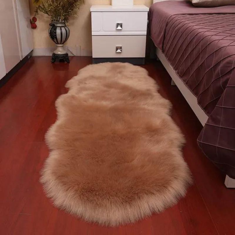 Plush Sheepskin Area Rug Soft Faux Fur Bedroom Carpet