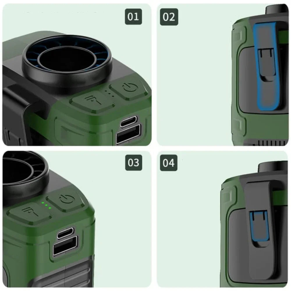 Portable Rechargeable Fan Power Bank Flashlight Outdoor Cooling Device