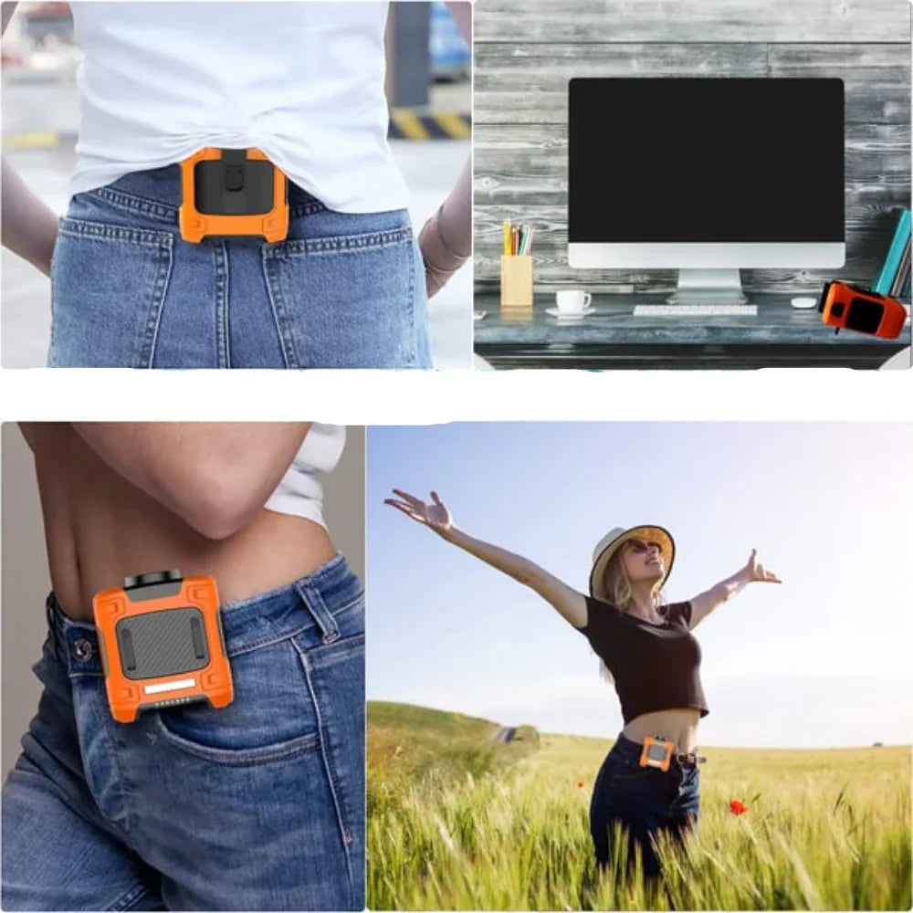 Portable Waist Fan Power Bank Flashlight for Outdoor Use
