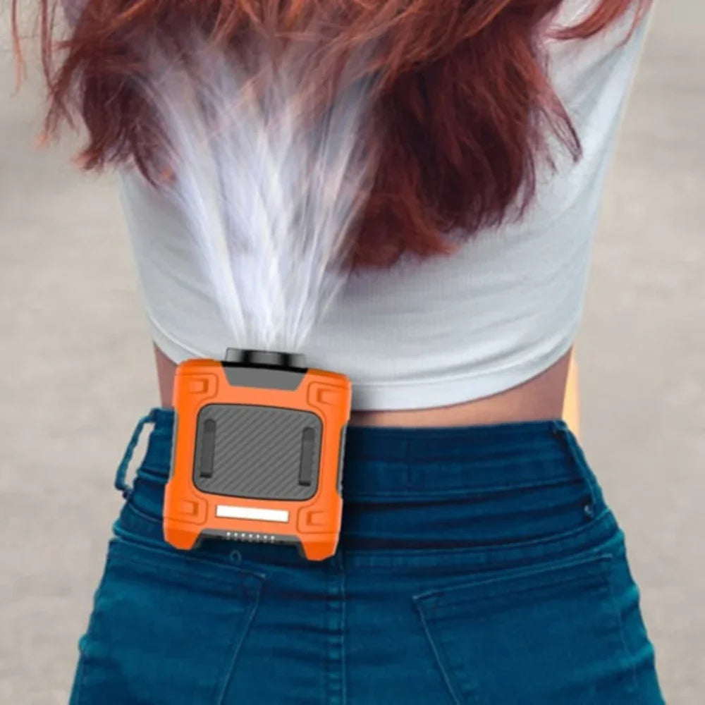 Portable Waist Fan Power Bank Flashlight for Outdoor Use