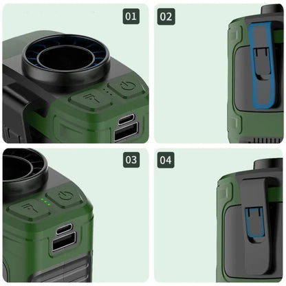 Portable Waist Fan Power Bank Flashlight for Outdoor Use