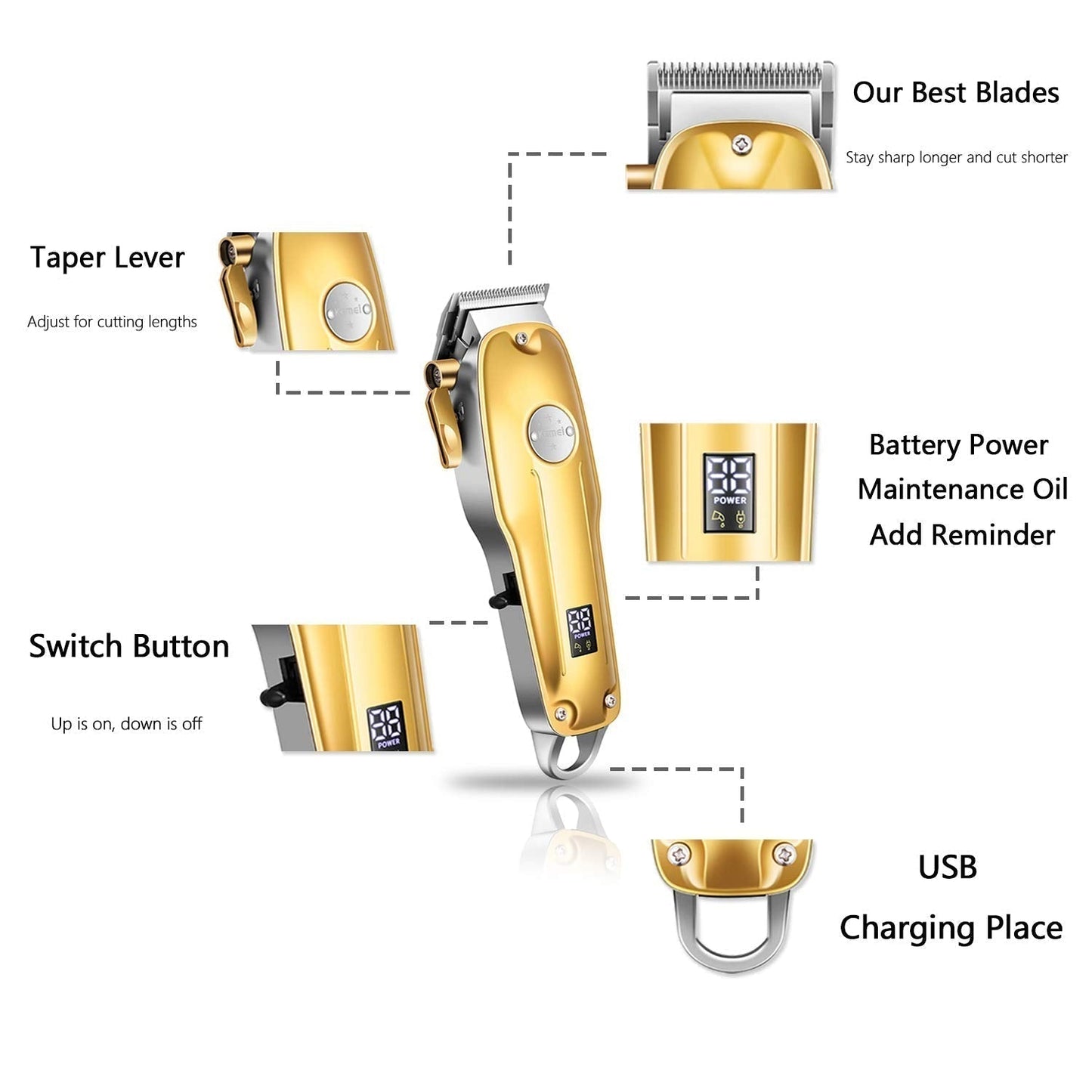 Professional Hair Trimmer Kit Cordless Beard Clipper Set