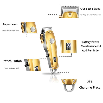 Professional Hair Trimmer Kit Cordless Beard Clipper Set