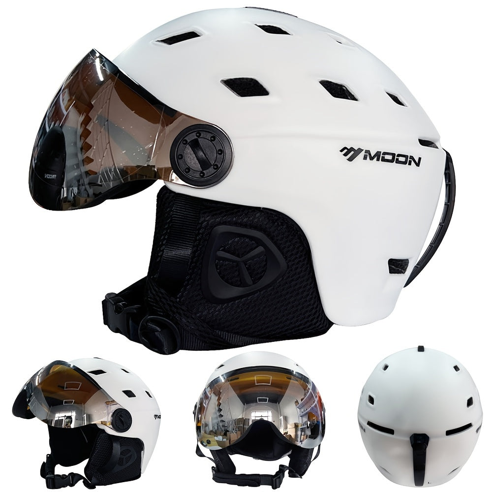 Protective Ski Helmet Snowboard Helmet With Goggles Adjustable Winter Sports Gear