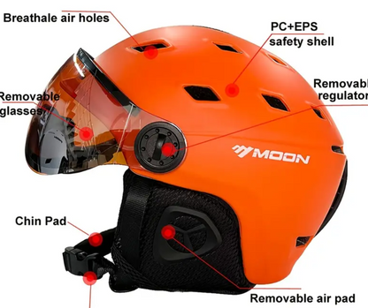 Protective Ski Helmet Snowboard Helmet With Goggles Adjustable Winter Sports Gear