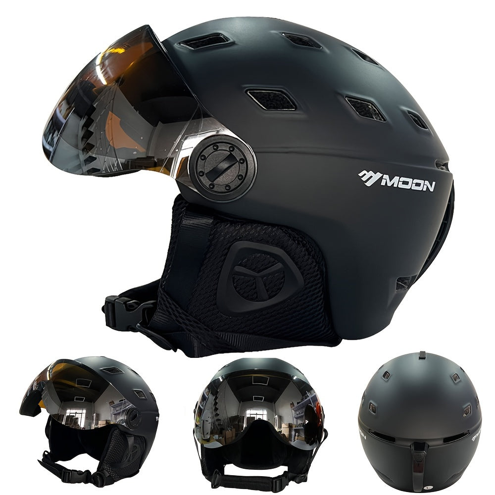 Protective Ski Helmet Snowboard Helmet With Goggles Adjustable Winter Sports Gear