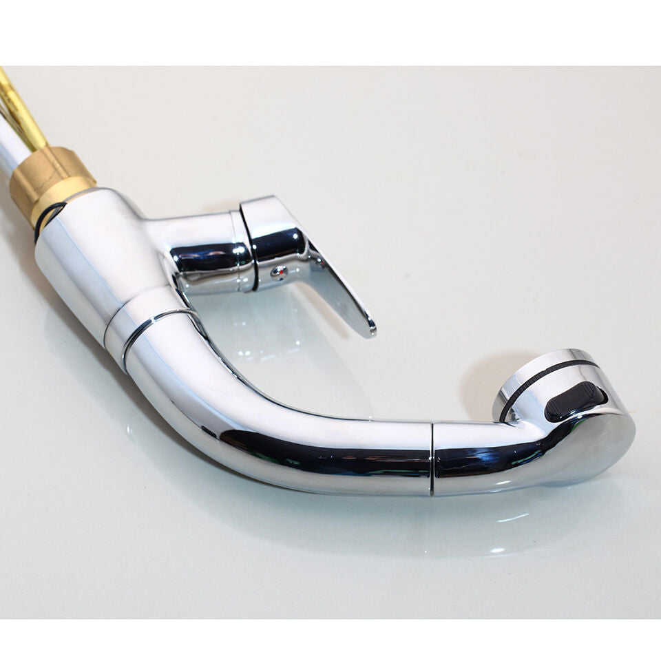 Pull Out Bathroom Faucet Brass Mixer Tap Adjustable Spray Modern Sink Fixture