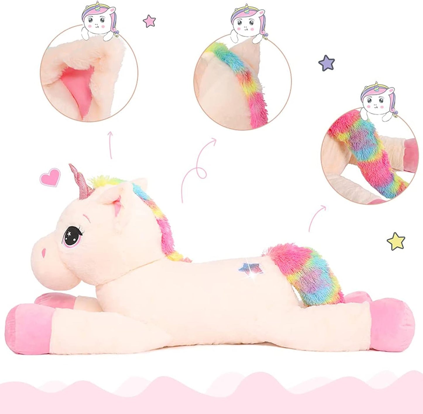 Rainbow Unicorn Plush Toy Large Soft Stuffed Animal Pillow