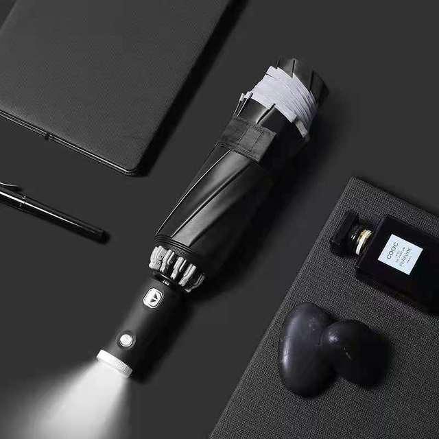 Reflective Safety Umbrella LED Handle Windproof Lightweight Rain Protection