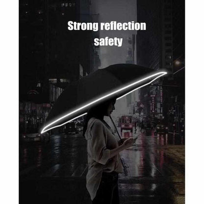 Reflective Safety Umbrella LED Handle Windproof Lightweight Rain Protection