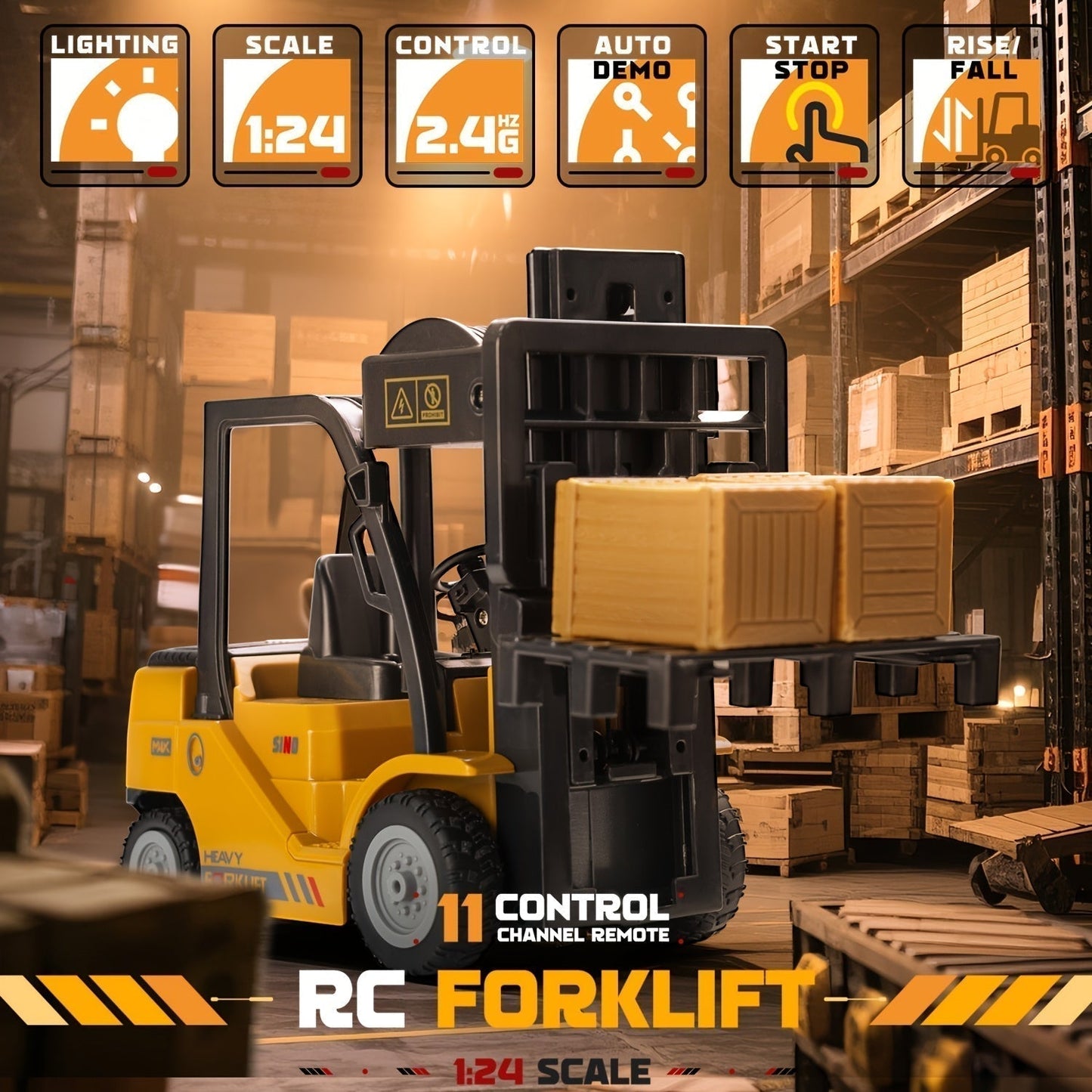 Remote Control Forklift Toy 1 24 Scale Truck With Trailer Lights