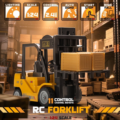 Remote Control Forklift Toy 1 24 Scale Truck With Trailer Lights