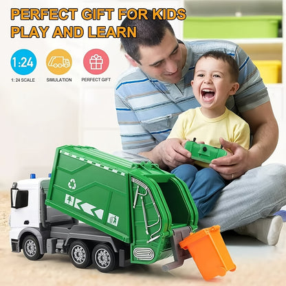 Remote Control Garbage Truck Toy Lights Sound Moving Loader Vehicle