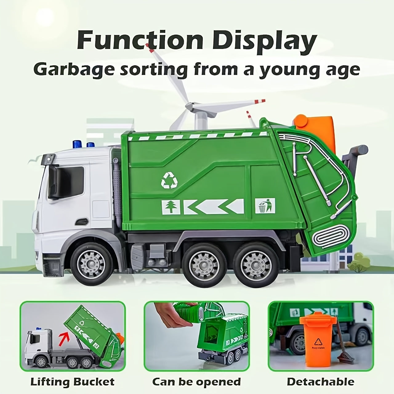Remote Control Garbage Truck Toy Lights Sound Moving Loader Vehicle