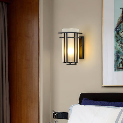 Retro Outdoor Wall Lantern Waterproof Iron Glass Light