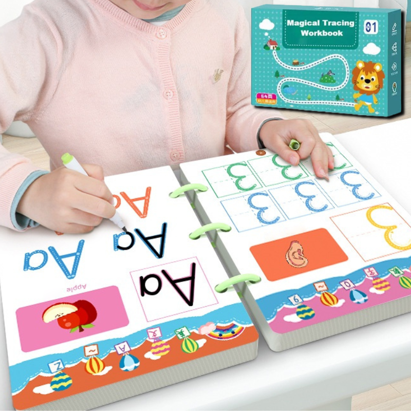 Reusable Tracing Workbook Set Kids Writing Practice Learning Book