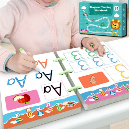 Reusable Tracing Workbook Set Kids Writing Practice Learning Book