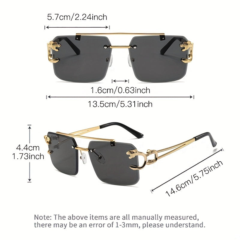 Rimless Square UV400 Sunglasses Luxury Metal Frame