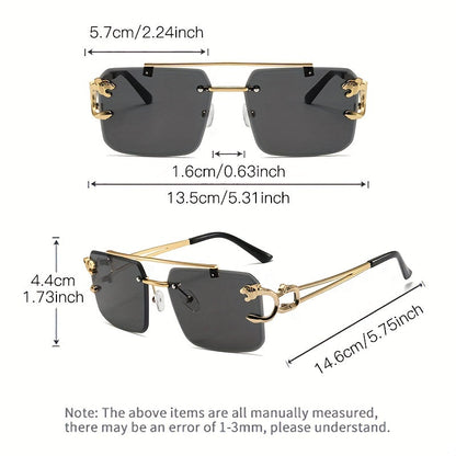 Rimless Square UV400 Sunglasses Luxury Metal Frame