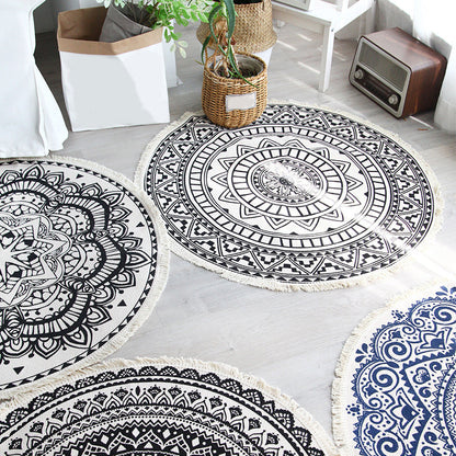 Round Non Slip Geometric Area Rug Modern Bedroom Floor Mat Soft Decorative Carpet