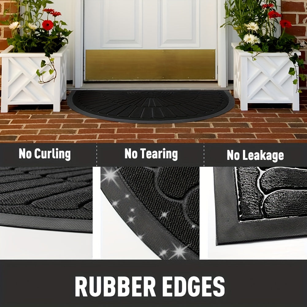 Rubber Door Mat Half Round Non Slip Indoor Outdoor Entrance Mat