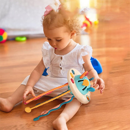 Sensory UFO Pull String Toy Baby Travel Activity Toy