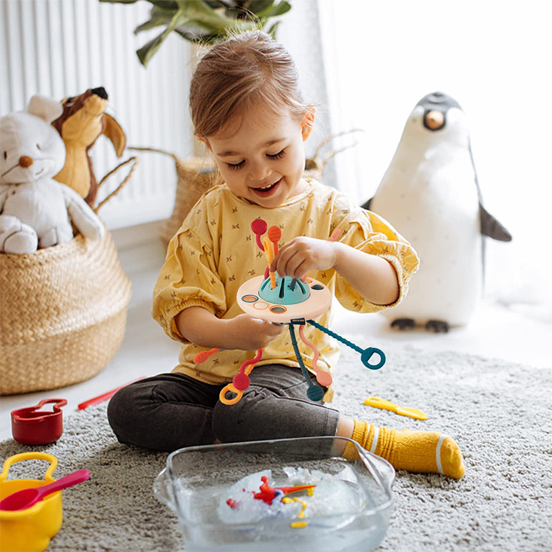 Sensory UFO Pull String Toy Baby Travel Activity Toy