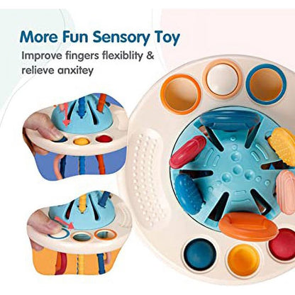 Sensory UFO Pull String Toy Baby Travel Activity Toy