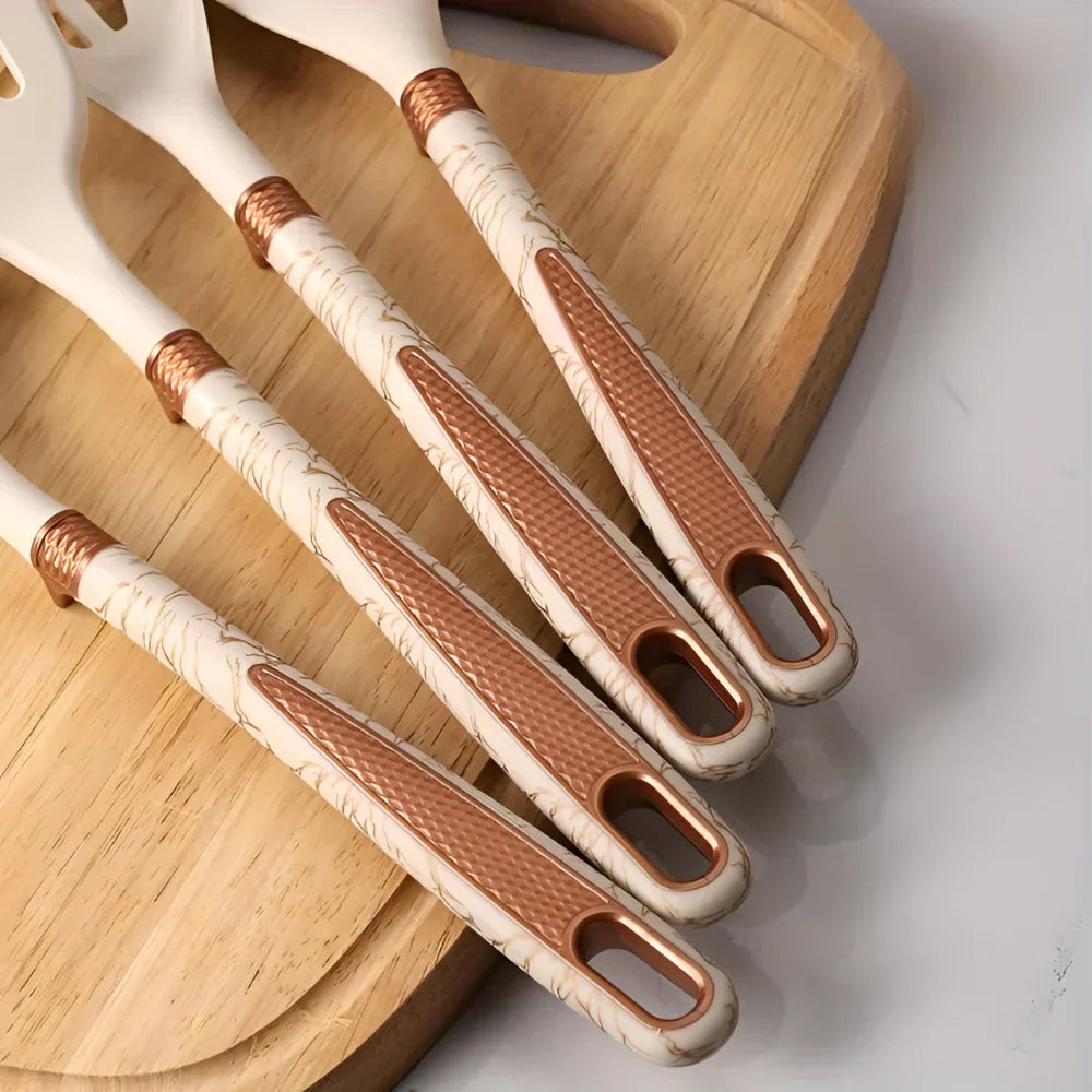 Silicone Kitchen Utensil Set Heat Resistant Cooking Tools With Holder