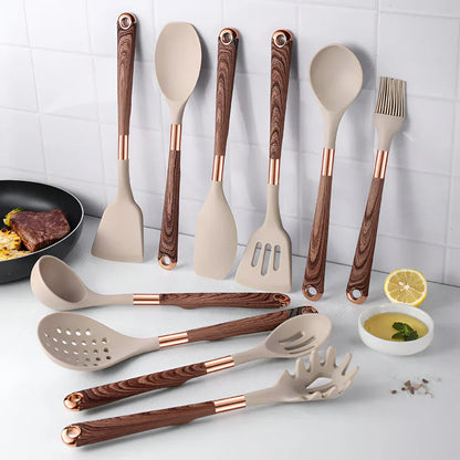 Silicone Kitchen Utensil Set Heat Resistant Non Stick Cooking Tools Collection