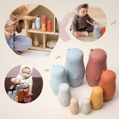Silicone Nesting Dolls Montessori Stacking Toy Set