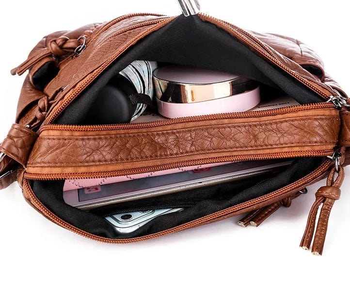 Soft Leather Crossbody Bag for Women with Flap Closure