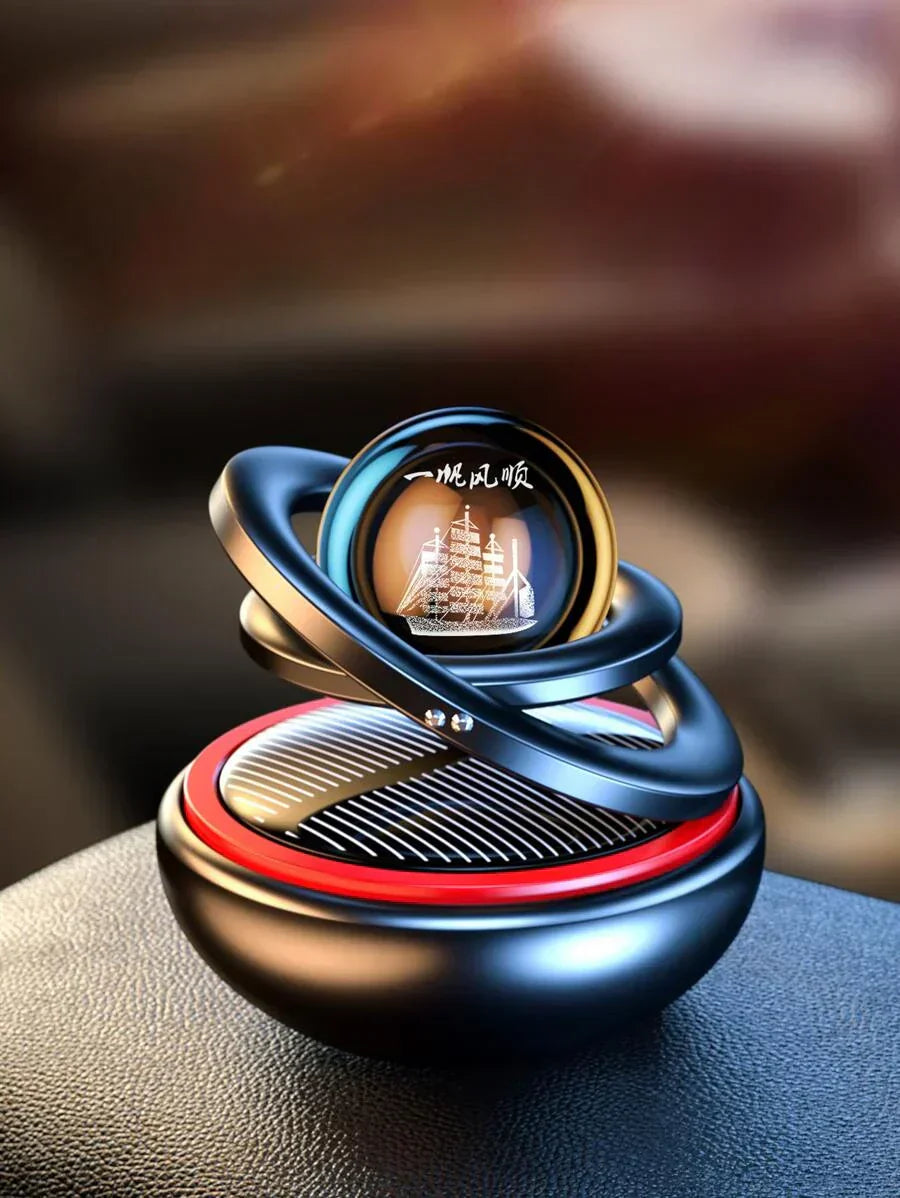 Solar Powered Car Air Freshener Rotating Dashboard Aroma Diffuser Luxury Fragrance Holder