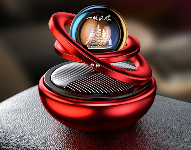 Solar Powered Car Air Freshener Rotating Dashboard Aroma Diffuser Luxury Fragrance Holder