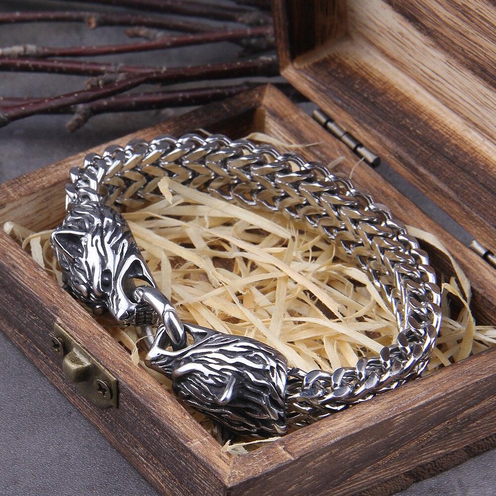 Stainless Steel Viking Wolf Bracelet Nordic Style Jewelry