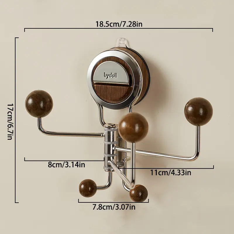 Suction Cup Hook Rotating No Drill Bathroom Kitchen Wall Hook