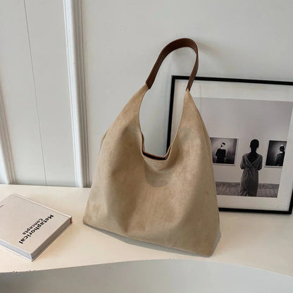 Suede Shoulder Bag With Adjustable Strap Comfortable Everyday Handbag