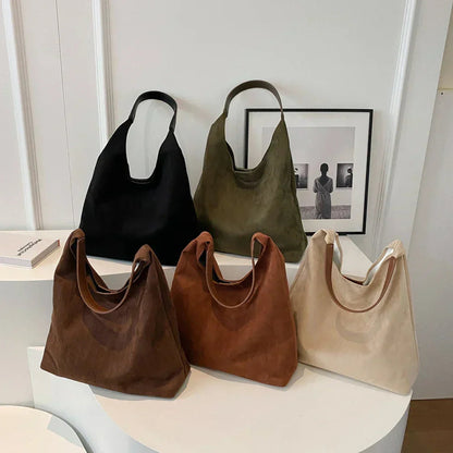 Suede Shoulder Bag With Adjustable Strap Comfortable Everyday Handbag