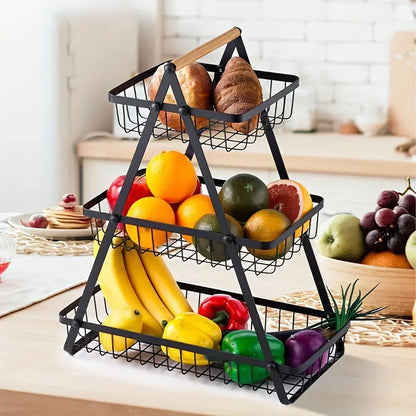 Tiered Fruit Basket Kitchen Counter Storage Organizer