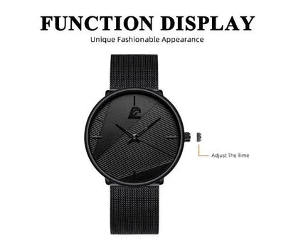 Ultra-Thin Minimalist Quartz Watch with Mesh Strap