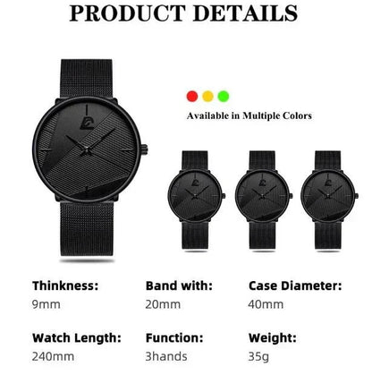 Ultra-Thin Minimalist Quartz Watch with Mesh Strap