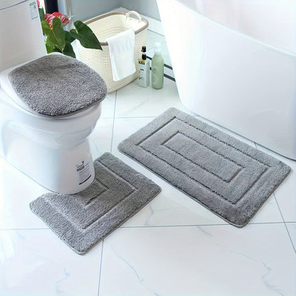 Ultrafine Fiber Bathroom Mat Set 3 Piece Soft Absorbent Non Slip Rugs