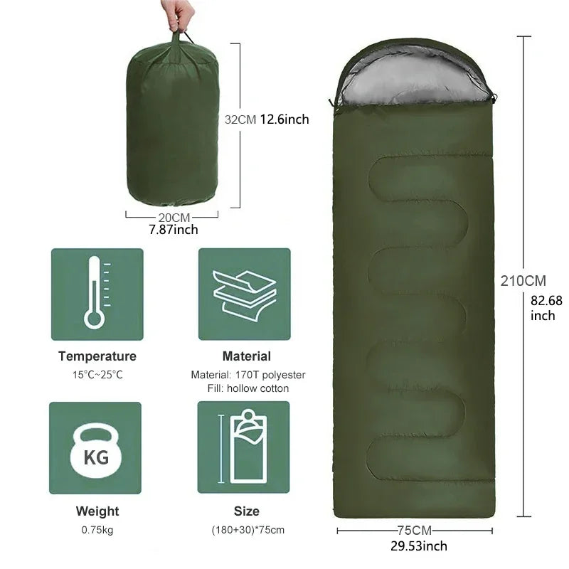 Ultralight Sleeping Bag 4 Season Waterproof Compact Camping Gear