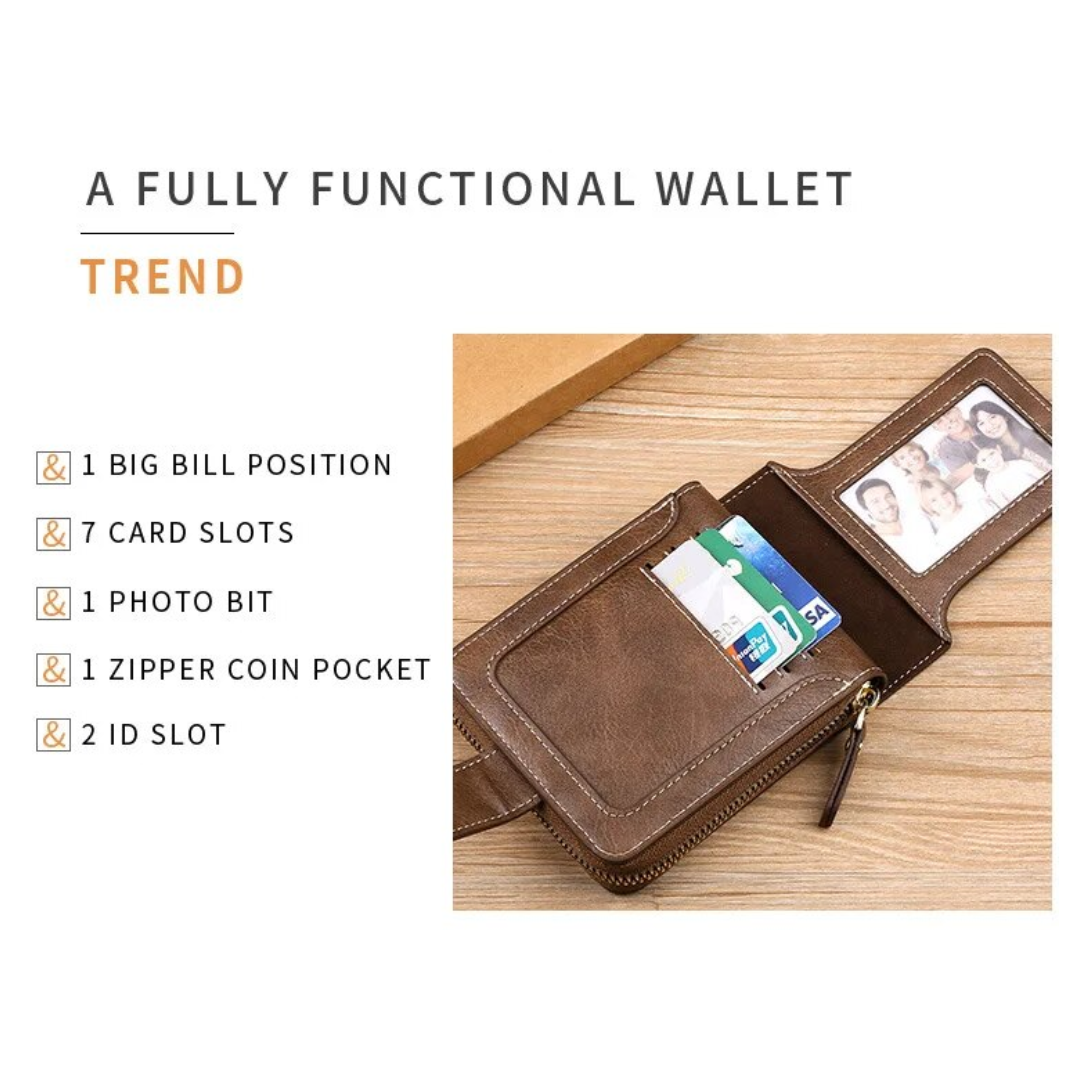Vintage Leather Wallet RFID Card Holder Compact Bifold Coin Purse Clutch Organizer