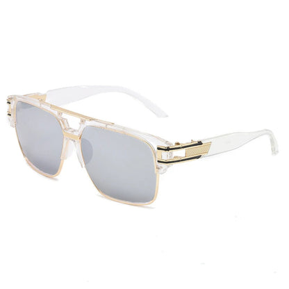 Vintage Square Sunglasses Mirrored Lens Luxury Fashion Eyewear